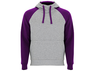Толстовка с капюшоном Badet мужская (Серый меланж/фиолетовый)