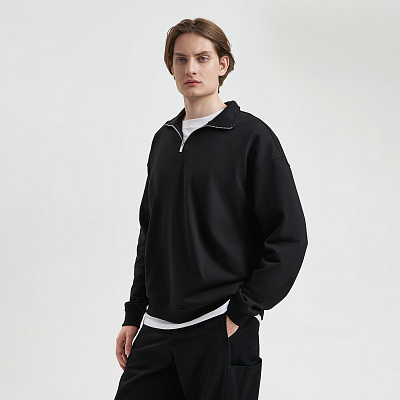 Толстовка на молнии унисекс FLOW, черная, размер XL/2XL (Чёрный)