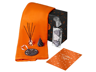 Подарочный набор Re:Home с пледом, свечой и диффузором (Оранжевый)