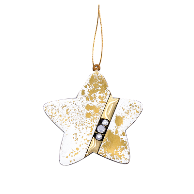 Ёлочная игрушка Звездочка (белый с золотым ) (Белый с золотым)