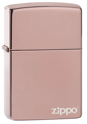 Зажигалка ZIPPO Logo с покрытием High Polish Rose Gold, латунь/сталь, розовое золото, 38x13x57 мм (Розовый)