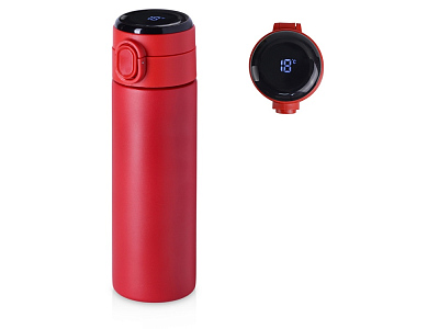 Вакуумная термокружка с индикатором и медной изоляцией Bravo, тубус, 400 мл (Красный)