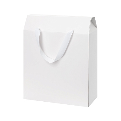 Подарочная коробка-пакет универсальная большая, белая (Белый)