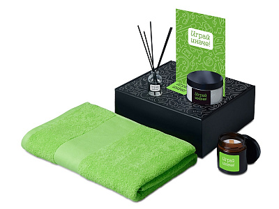 Подарочный набор Re:y. Care с полотенцем, солью для ванны и диффузором (Зеленое яблоко)