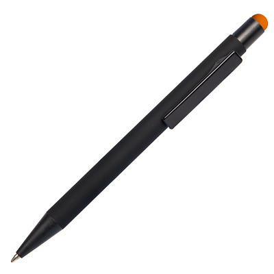 Ручка шариковая FACTOR BLACK со стилусом (Черный, оранжевый)