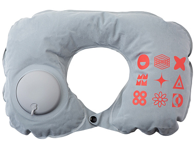Подушка для путешествия с помпой Push с термотрансфером (Серый)