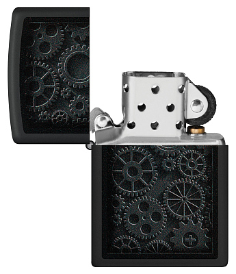 Зажигалка ZIPPO Steampunk с покрытием Black Matte, латунь/сталь, черная, матовая, 38x13x57 мм