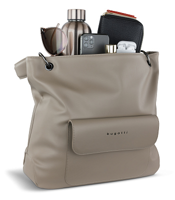 Сумка-хобо BUGATTI Almata, песочная, полиуретан, 41х11х32 см