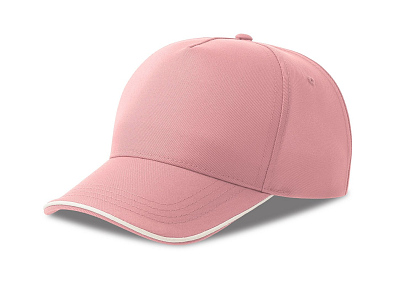 Бейсболка RECY FIVE PIPING, 5 клиньев, застежка-липучка (Розовый, белый)