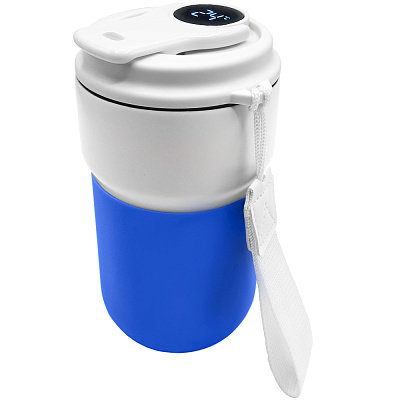 Термокружка вакуумная герметичная с дисплеем Clive To Go  (Белый/синий)