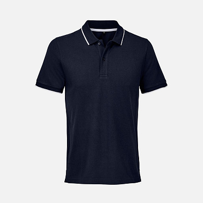 Рубашка поло унисекс Palermo, белая с темно-синим (Тёмно-синий)