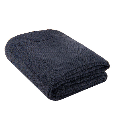 Плед LYKKE MIDI, темно-синий, шерсть 30%, акрил 70%, 150*200 см (Тёмно-синий)