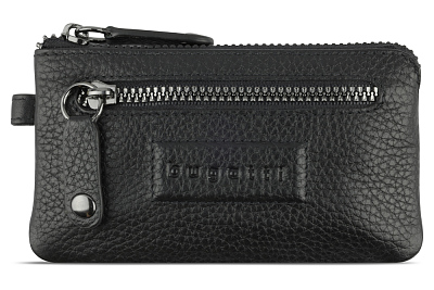 Ключница BUGATTI Elsa, чёрная, воловья кожа/полиэстер, 12,5х0,5х7 см