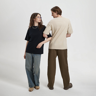 Футболка унисекс премиум AURA, 100% хлопок 200гр. бежевый, размер M/L (Бежевый)