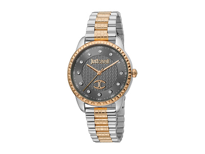 Наручные часы, женские (Корпус- комбинированный (стальной/розовое золото), циферблат- серый, кристаллы Swarovski, крепление- стальной/розовое золото)