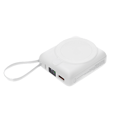 Внешний аккумулятор с подсветкой Ritter PD 10000mAh с функцией беспроводной зарядки 15W  (Белый)