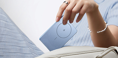 Беспроводной магнитный ПЗУ Xiaomi Super Slim Magnetic Power Bank 5000, фиолетовый
