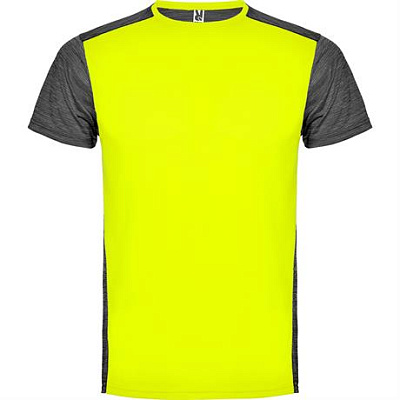 Спортивная футболка ZOLDER мужская, ФЛУОРЕСЦЕНТНЫЙ ЖЕЛТЫЙ/ПЁСТРЫЙ ЧЕРНЫЙ S (Флуоресцентный желтый/Пёстрый черный)