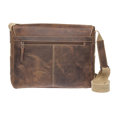 Сумка KLONDIKE Native, натуральная кожа в коричневом цвете, 39 х 10 х 31 см