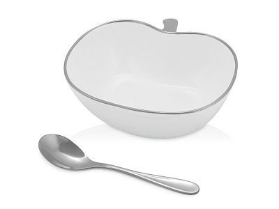 Чаша с ложкой Яблочко наливное (Белый/серебристый)