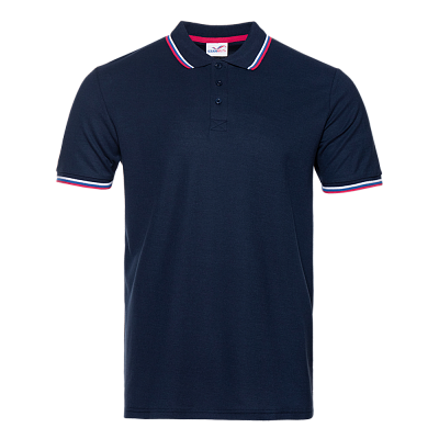 Рубашка поло мужская триколор STAN хлопок/полиэстер 185, 04RUS (Тёмно-синий)