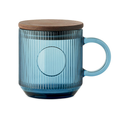 Ribbed glass mug 300ml (Прозрачно-голубой)