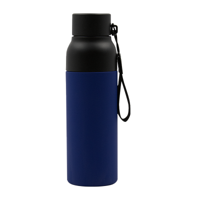Термобутылка Button Black (черный с синим)
