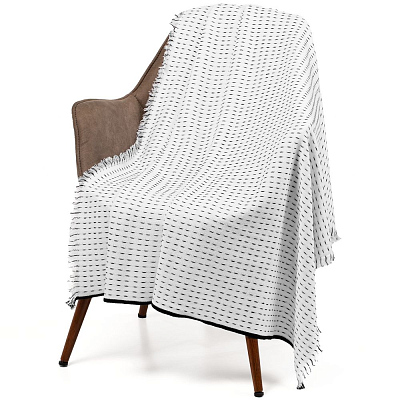 Плед Fringy, белый с черным (Чёрный)