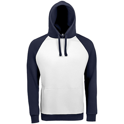 Толстовка унисекс Seattle, белая с темно-синим (Синий)