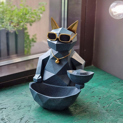 Статуэтка хранитель Кот фантазер  (Изумрудный)