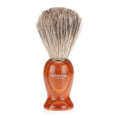 Помазок для бритья Mondial, дерево, ворс барсука, рукоять - цвет - красное дерево (Коричневый)
