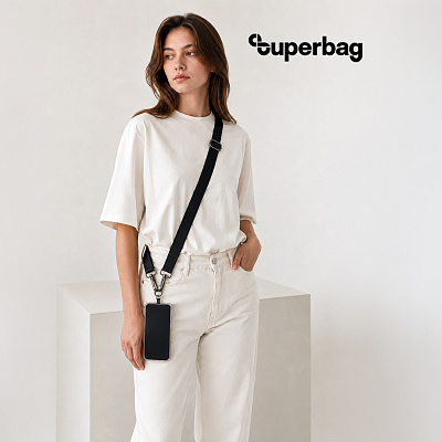 Лента Sling с карабинами и держателем для телефона (черный) (Чёрный)
