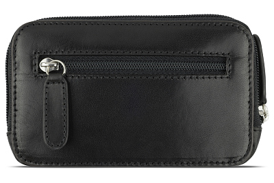 Ключница BUGATTI Nobile, черная, воловья кожа/полиэстер, 11,5х1,5х7 см