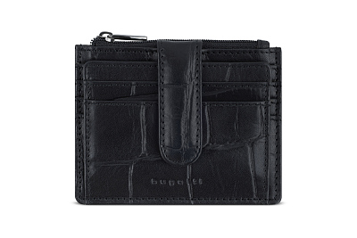 Портмоне для кредитных карт BUGATTI Nevio, чёрный, воловья/полиэстер, 12,5х2,5х9,3 см