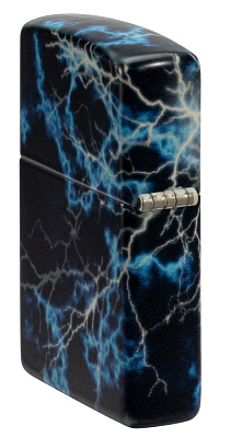 Зажигалка ZIPPO Lightning с покрытием Glow In The Dark Green, латунь/сталь, черная, 38x13x57 мм