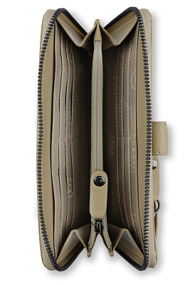 Кошелёк женский BUGATTI Elsa с ключницей, с RFID, песочного цвета, кожа/полиэстер, 18,7х3х10 см