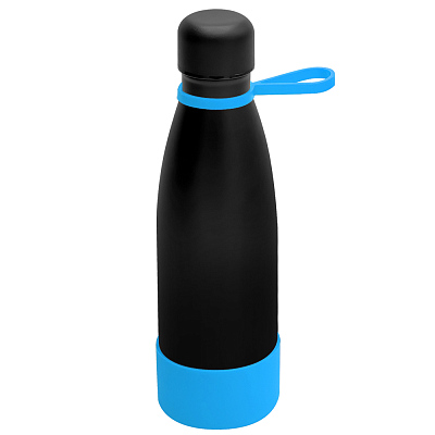 Термобутылка герметичная вакуумная Olivia To Go, чёрный/голубой (Черный/голубой)