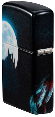 Зажигалка ZIPPO Horror Wolf с покрытием 540 Matte, латунь/сталь, черная, 38x13x57 мм