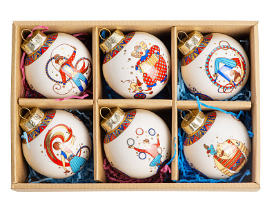 Набор новогодних шаров, 6 шт