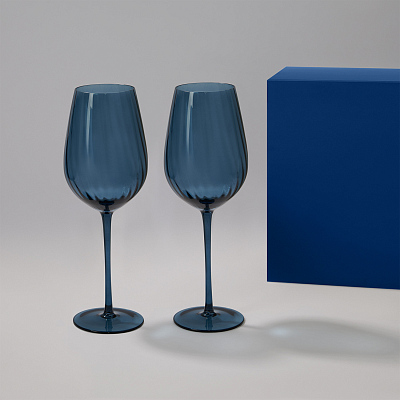 Подарочный набор 2 бокала для вина Toscana в синей коробке (Синий)