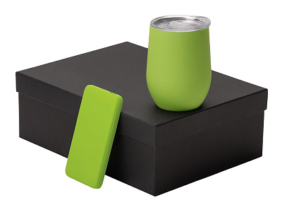 Подарочный набор COLOR IT с термокружкой и повербанком (Зеленое яблоко)