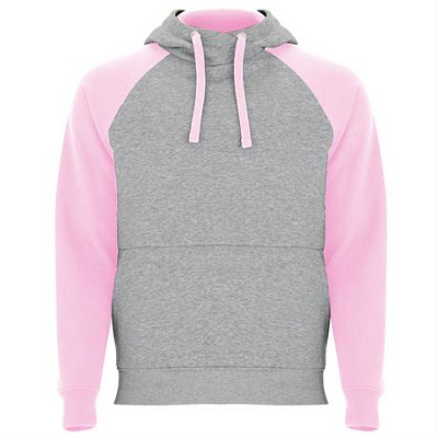 Двухцветное Толстовка BADET унисекс, ПЁСТРЫЙ СЕРЫЙ/СВЕТЛО-РОЗОВЫЙ XL (Пёстрый серый/Светло-Розовый)