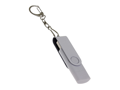 USB 2.0- флешка на 128 Гб с поворотным механизмом и дополнительным разъемом Type-C (Белый)