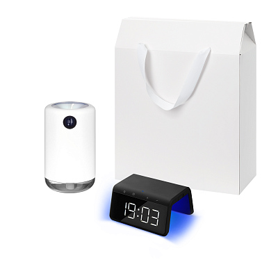 Подарочный набор Bliss, Flame, черный (увлажнитель воздуха, зарядное устройство) (Белый, черный)