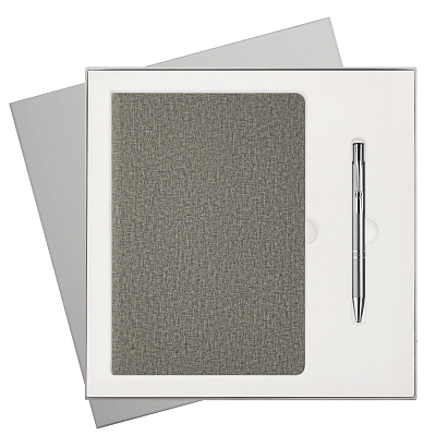 Подарочный набор Tweed  (ежедневник, ручка) (Серый)
