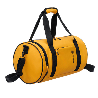 Сумка спортивная TORBER Mobi, желтая, полиэстер 900D с PU покрытием, 45 х 25 х 25 см
