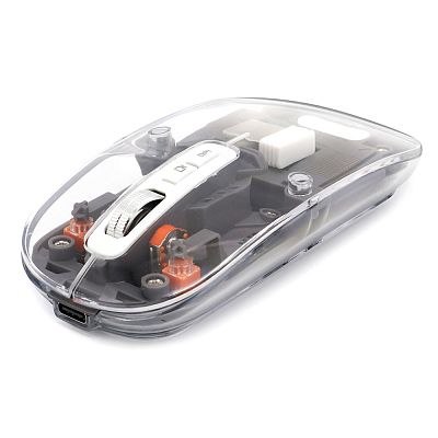 Мышь компьютерная беспроводная прозрачная Crystal, черная (Чёрный)