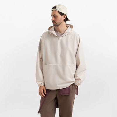 Ветровка (анорак) оверсайз унисекс Риссман (Rissman), бежевая, размер XL/XXL (Бежевый)