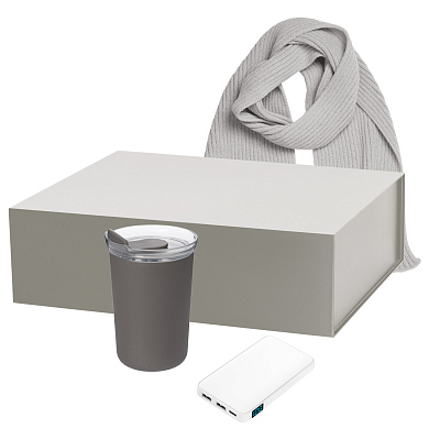 Подарочный набор Strada, Ancor, Forges  (термокружка, аккумулятор, шарф) (Серый)