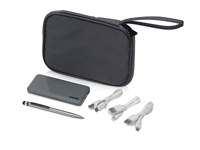 Подарочный набор с ручкой и повербанком Nathom (Тёмно-серый)